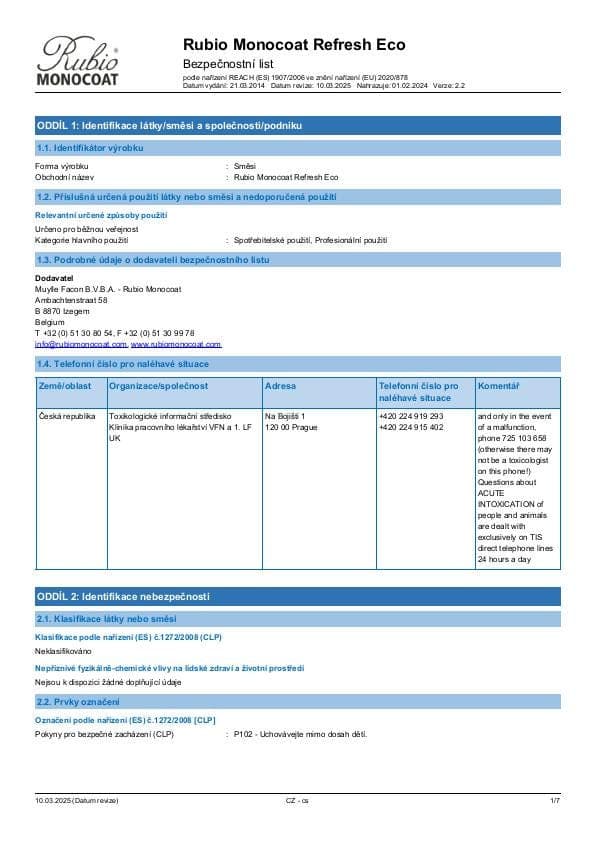 MSDS Refresh Eco - Czech Republic - CS