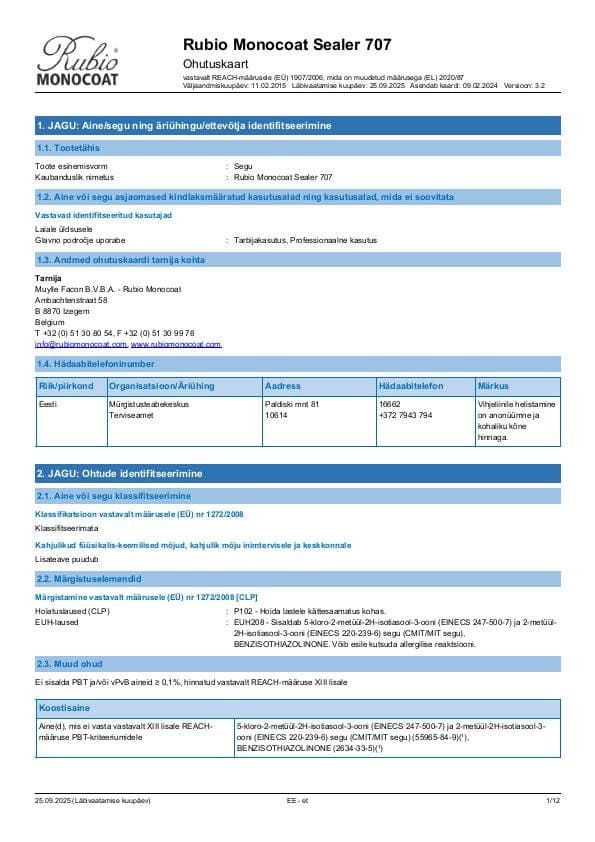 MSDS Sealer 707 - Estonia - ET