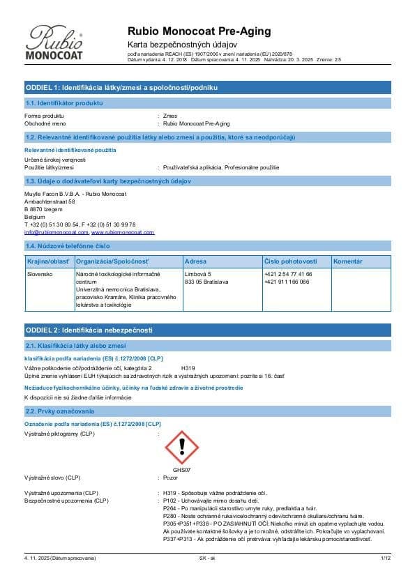 MSDS Pre-Aging - Slovakia - SK