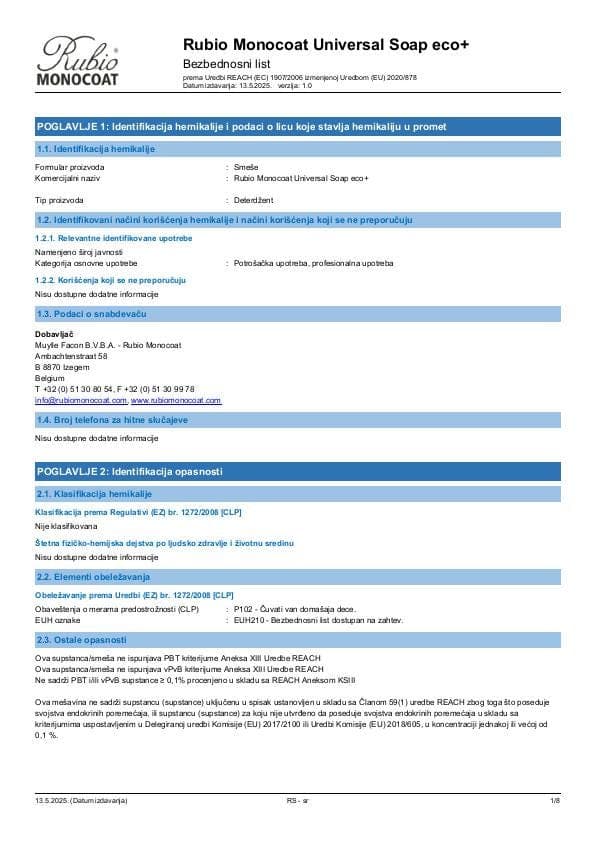 MSDS Universal Soap Eco+ - Serbia - SR