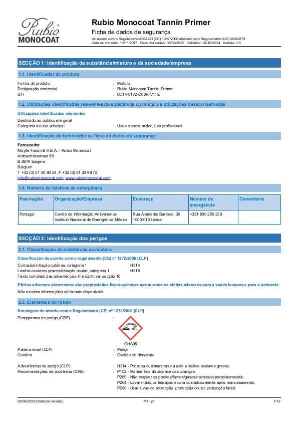 MSDS Tannin Primer - Portugal - PT