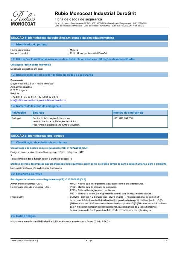 MSDS DuroGrit Industrial Industrial - Portugal - PT