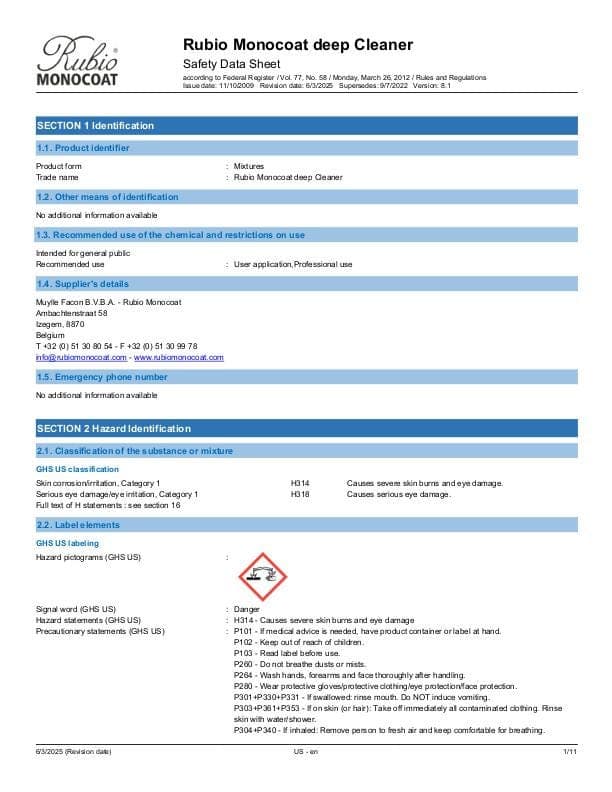 MSDS Deep Cleaner - USA - EN_US