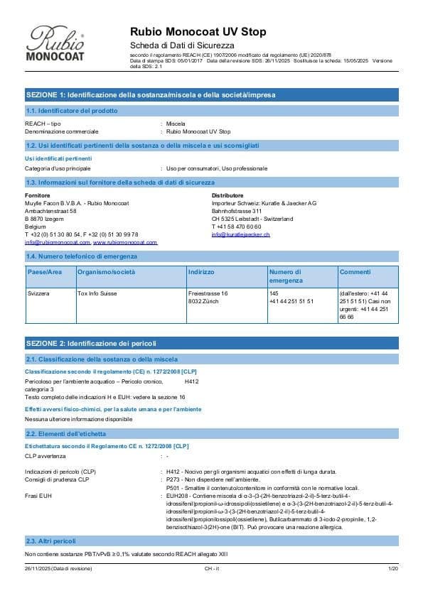 MSDS UV Stop - Switzerland - IT