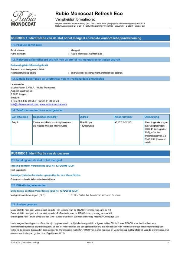 MSDS Refresh Eco - Belgium - NL