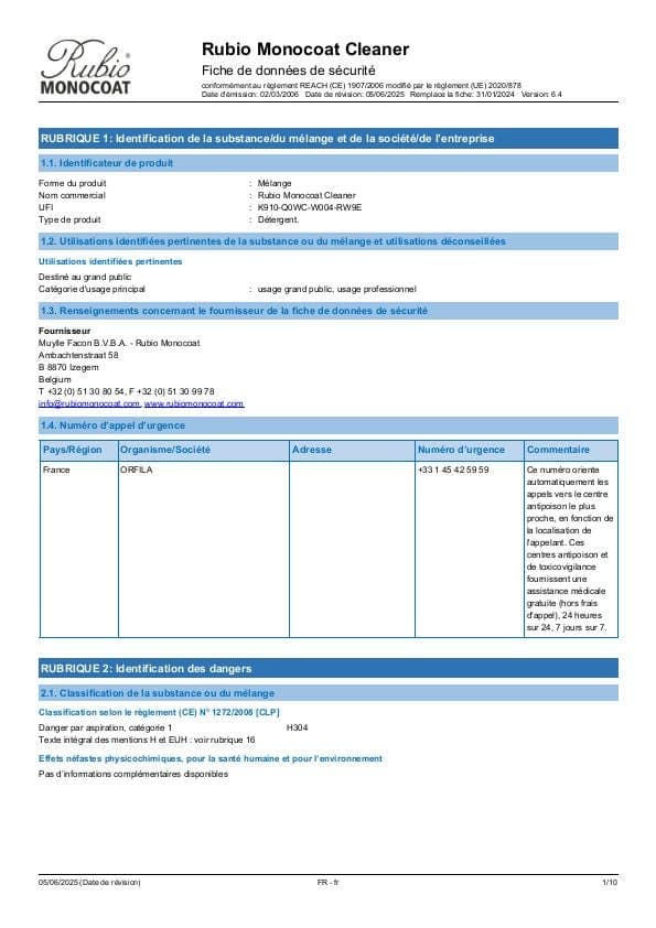 MSDS Cleaner - France - FR