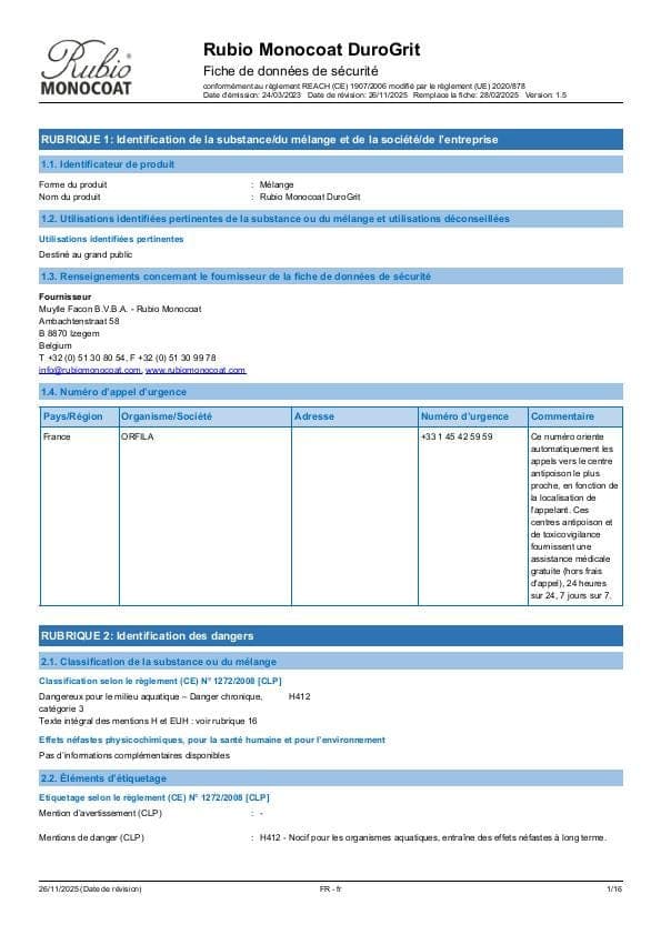 MSDS DuroGrit - France - FR