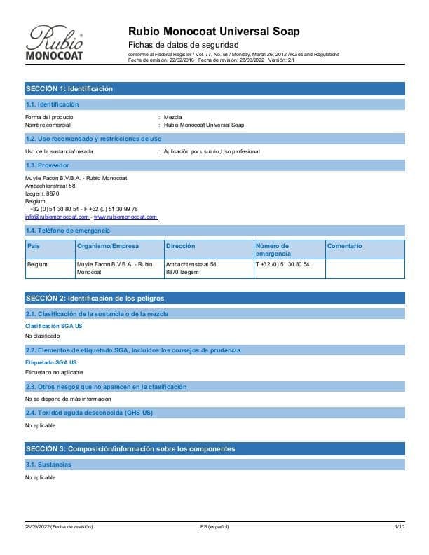 MSDS Universal Soap - USA - ES_MX