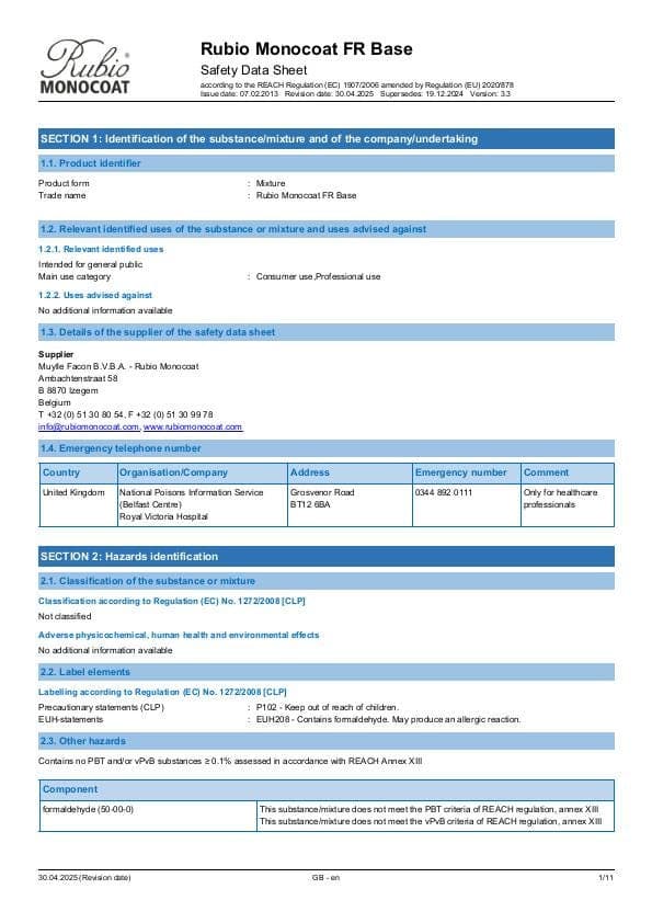 MSDS FR Base - United Kingdom - EN