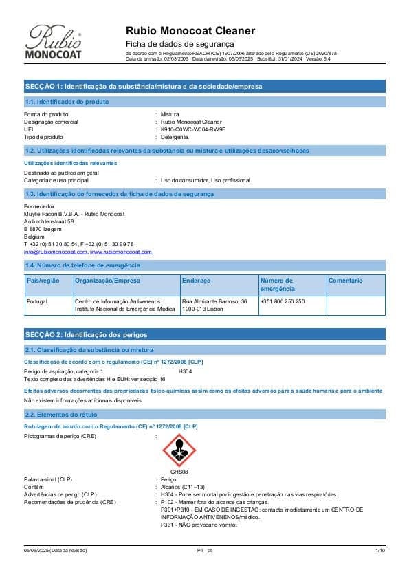 MSDS Cleaner - Portugal - PT
