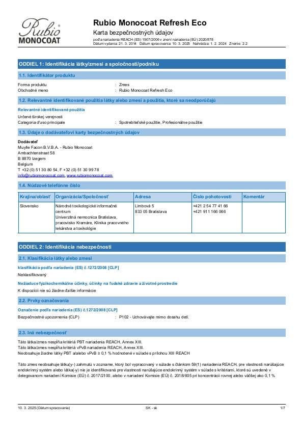 MSDS Refresh Eco - Slovakia - SK