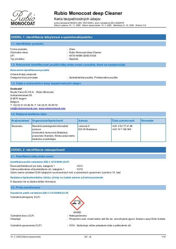MSDS Deep Cleaner - Slovakia - SK