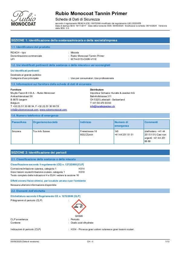 MSDS Tannin Primer - Switzerland - IT