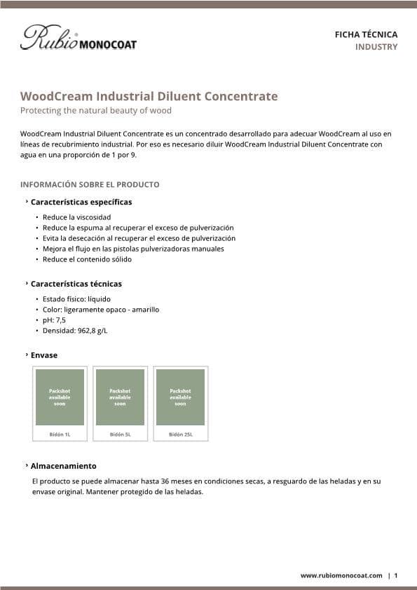 TDS WoodCream Industrial Diluent Concentrate - ES