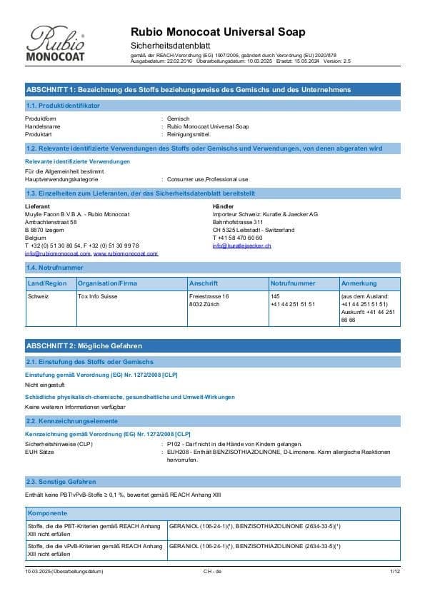 MSDS Universal Soap - Switzerland - DE