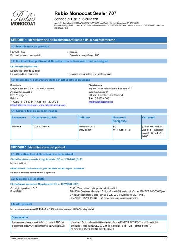 MSDS Sealer 707 - Switzerland - IT