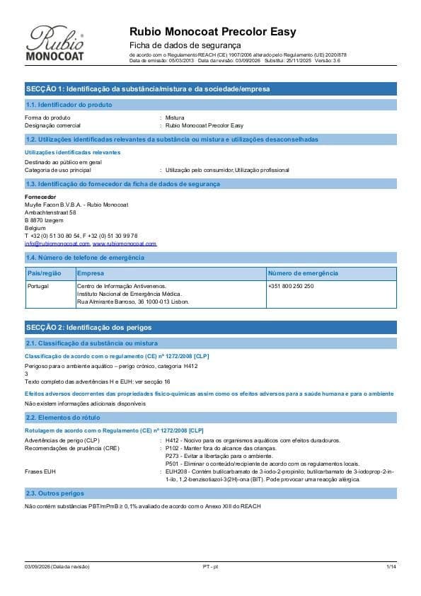 MSDS Precolor Easy - Portugal - PT