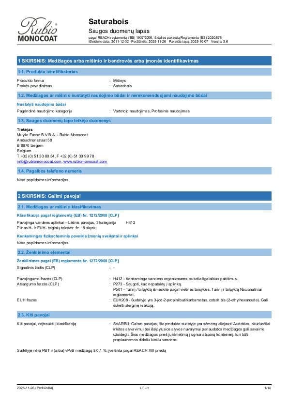 MSDS Saturabois - Lithuania - LT