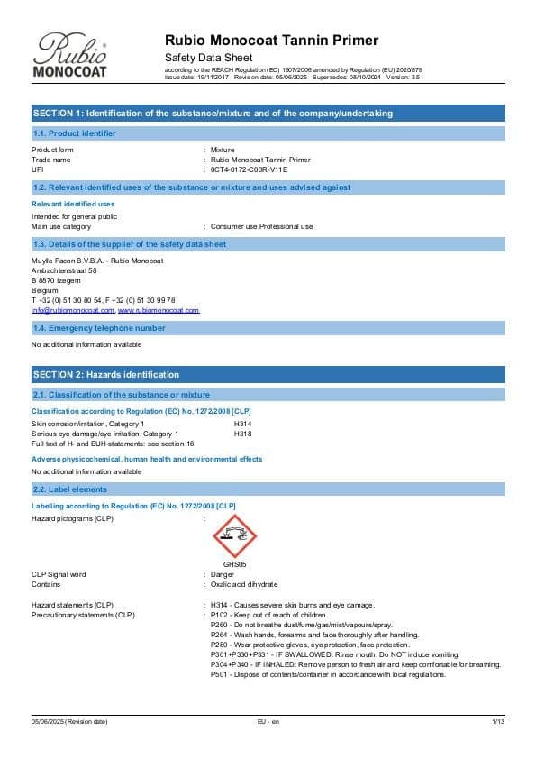 MSDS Tannin Primer - EU - EN