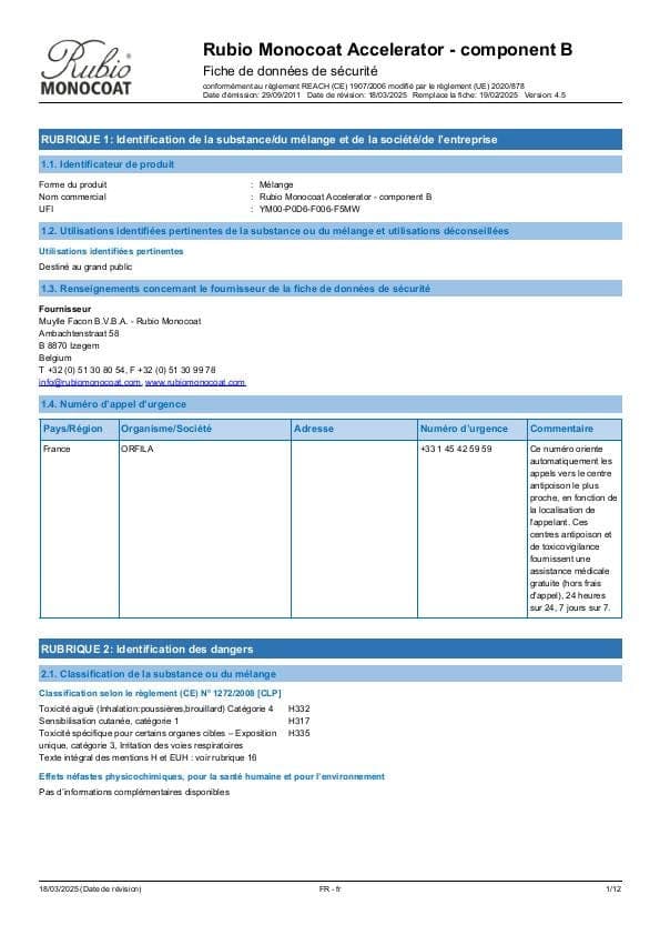 MSDS Accelerator Comp. B - France - FR