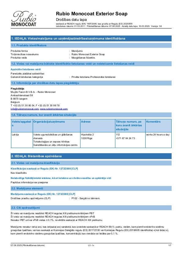 MSDS Exterior Soap - Latvia - LV