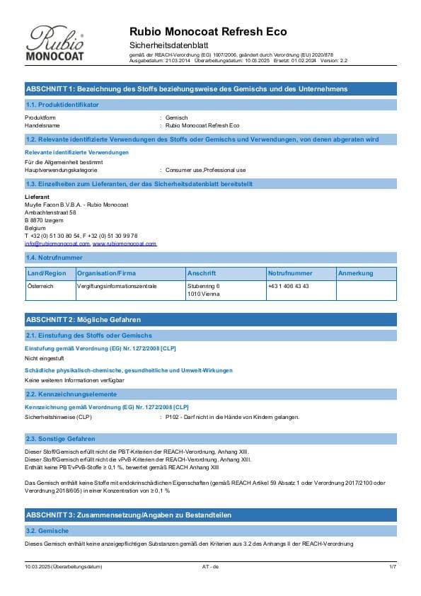 MSDS Refresh Eco - Austria - DE
