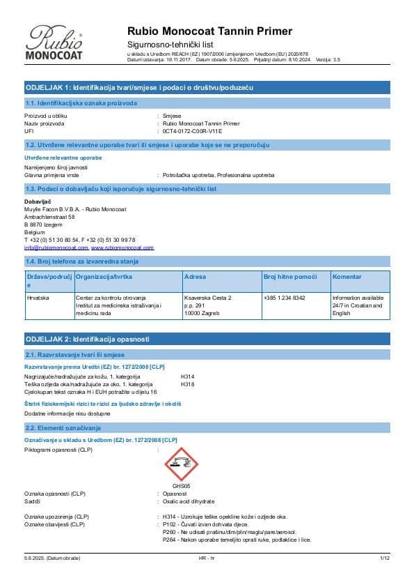 MSDS Tannin Primer - Croatia - HR