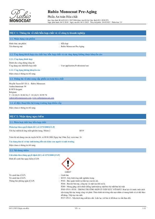 MSDS Pre-Aging - Vietnam - VI