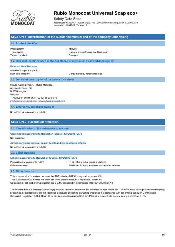 MSDS Universal Soap Eco+ - EU - EN