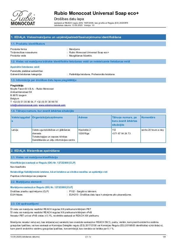 MSDS Universal Soap Eco+ - Latvia - LV
