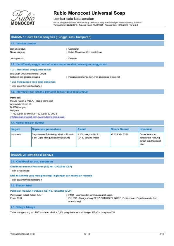 MSDS Universal Soap - Indonesia - ID