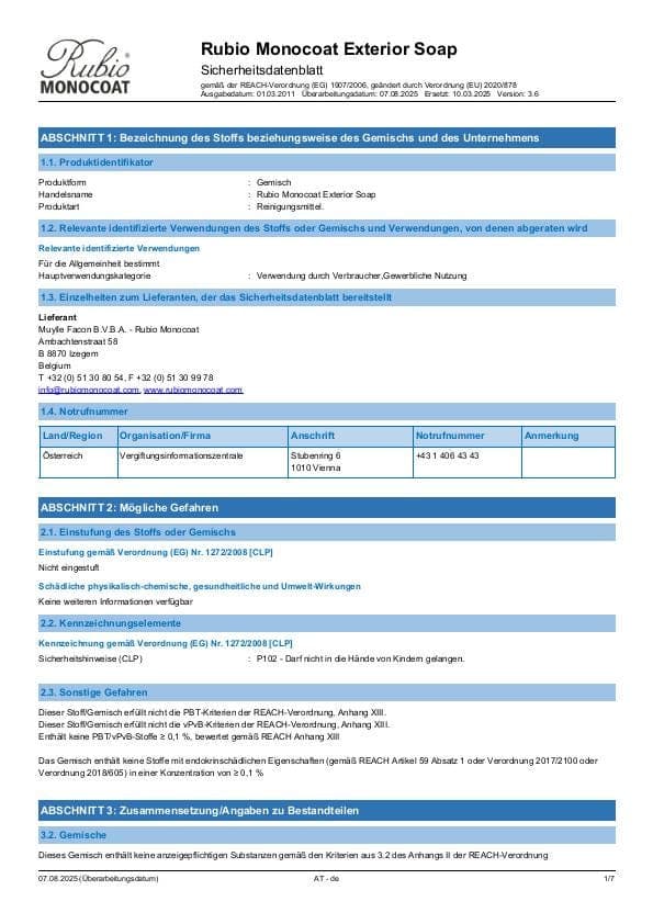 MSDS Exterior Soap - Austria - DE