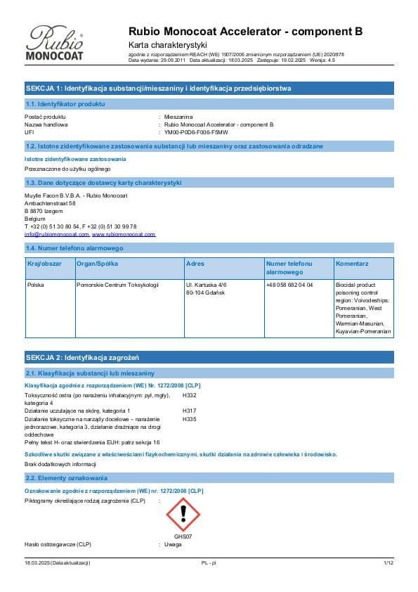 MSDS Accelerator Comp. B - Poland - PL