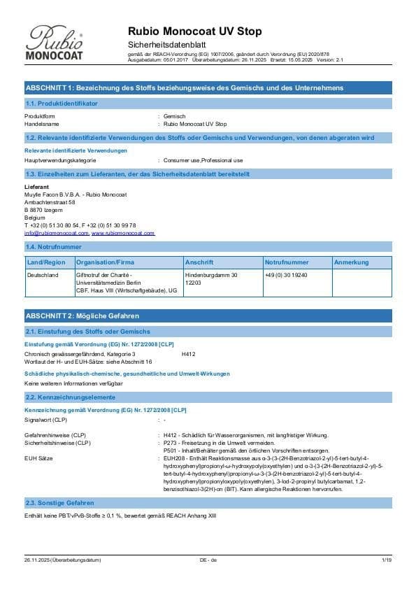 MSDS UV Stop - Germany - DE