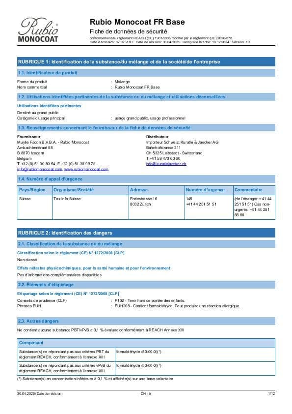 MSDS FR Base - Switzerland - FR