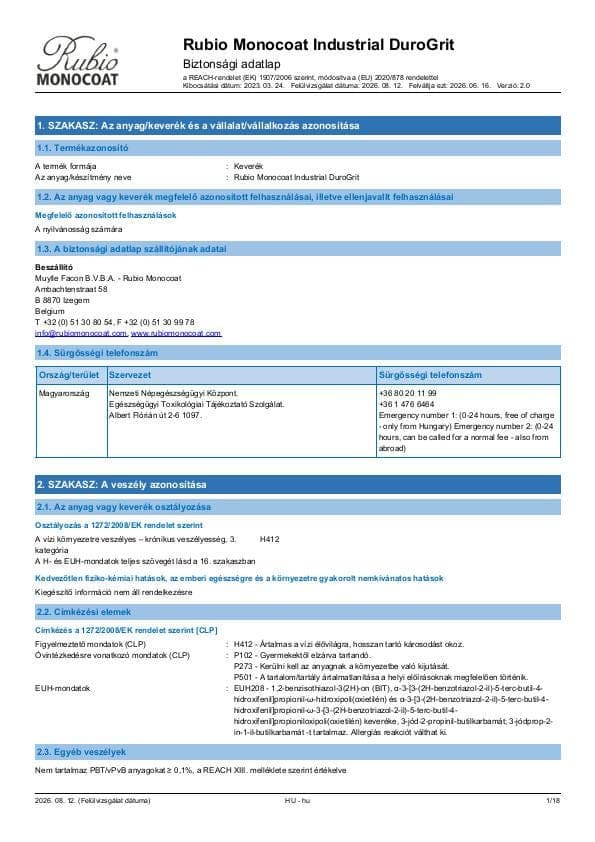 MSDS DuroGrit Industrial Industrial - Hungary - HU
