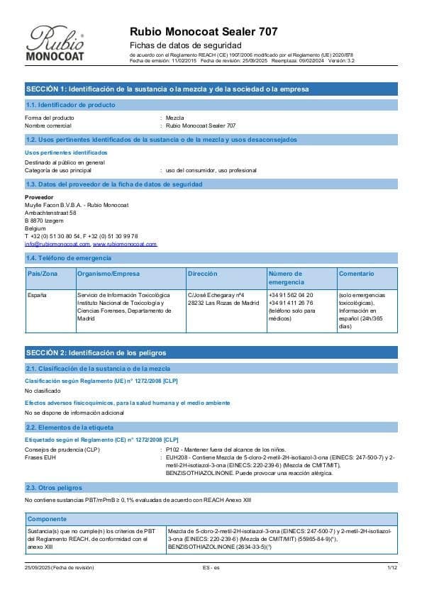 MSDS Sealer 707 - Spain - ES