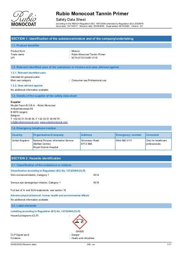 MSDS Tannin Primer - United Kingdom - EN