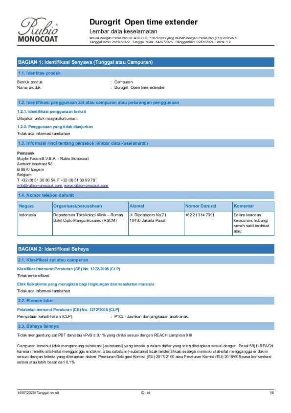 MSDS Open Time Extender - Indonesia - ID