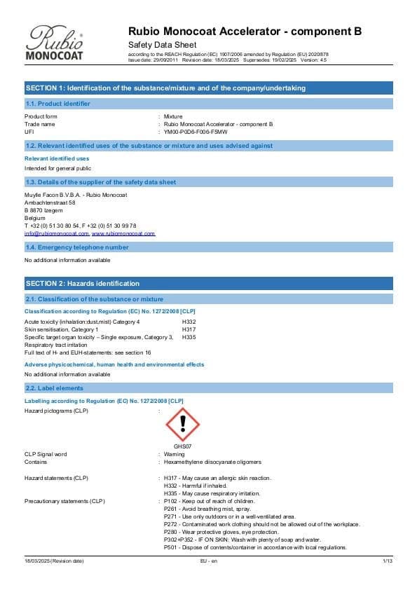 MSDS Accelerator Comp. B - EU - EN