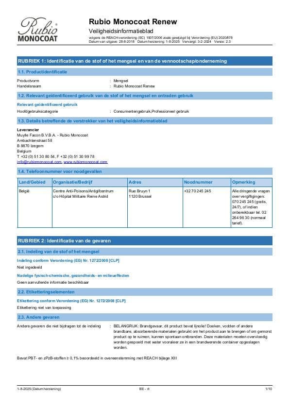 MSDS Renew - Belgium - NL