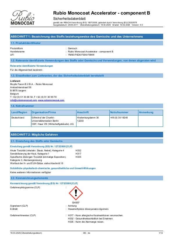 MSDS Accelerator Comp. B - Germany - DE