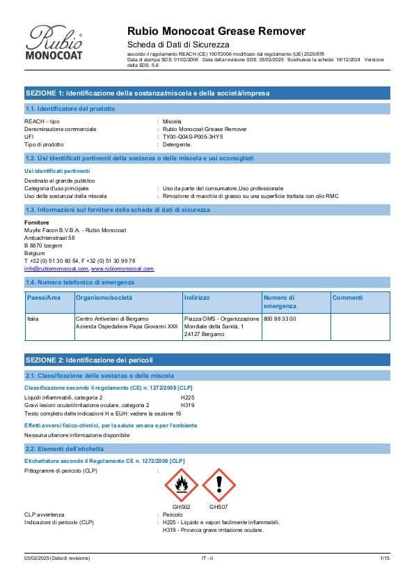 MSDS Grease Remover - Italy - IT