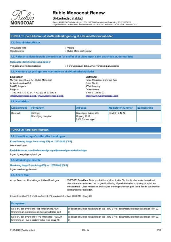 MSDS Renew - Denmark - DA