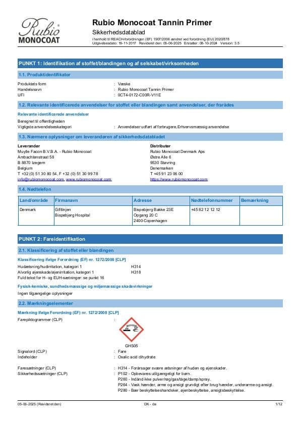 MSDS Tannin Primer - Denmark - DA