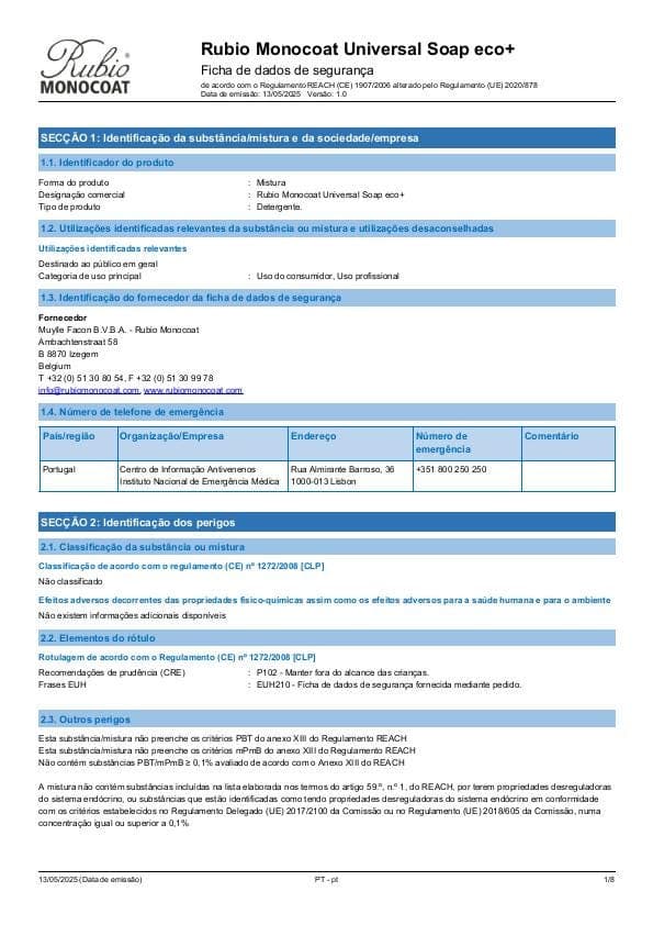 MSDS Universal Soap Eco+ - Portugal - PT