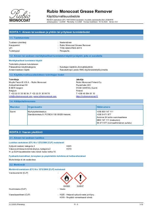 MSDS Grease Remover - Finland - FI