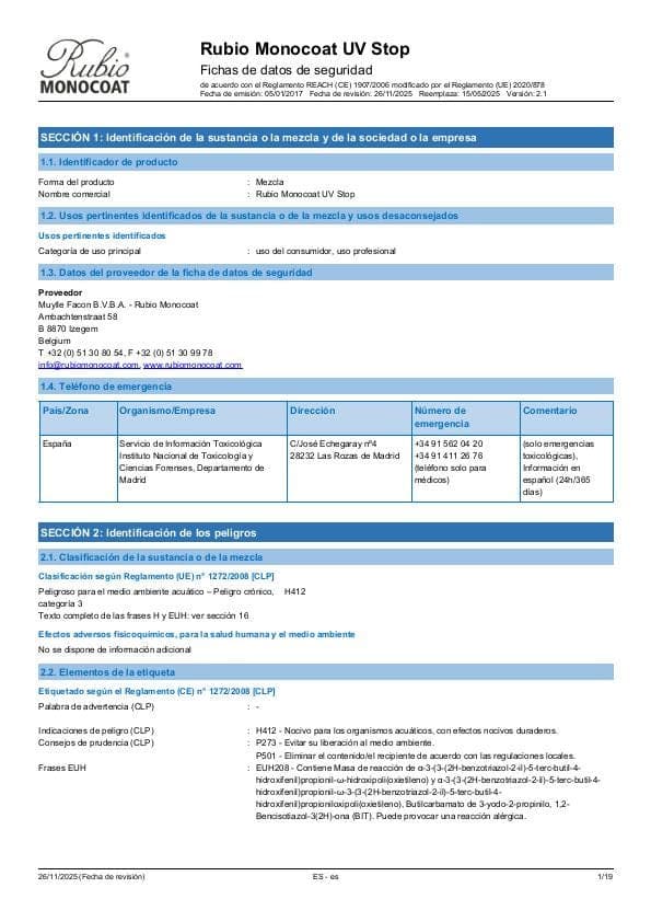 MSDS UV Stop - Spain - ES