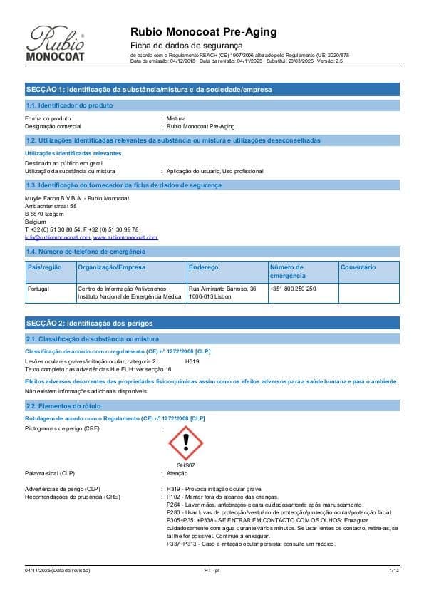 MSDS Pre-Aging - Portugal - PT
