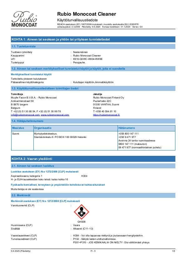 MSDS Cleaner - Finland - FI